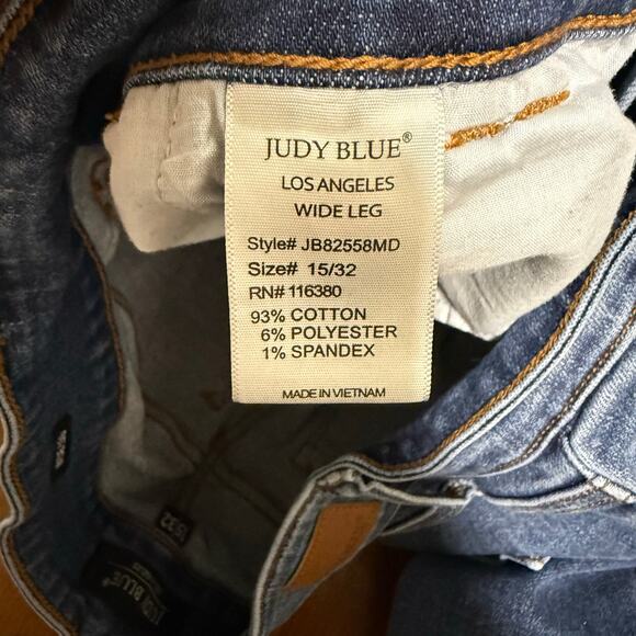 Judy Blue Wide Leg Jeans Medium Wash Boho Casual Minimalist Western Sz 15/32 - Picture 3 of 7